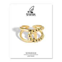 Cluster Rings S'Steel Trendy Sterling Sivler 925 för kvinnor Geometriska ihåliga personliga kors öppna ring anillos plata fina smycken