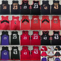 2022-23 كرة سلة جديدة 43 Pascal 23 Fred Siakam Vanvleet Jersey Ed XS-6XL Man Women Youth 4 Scottie Barnes Jerseys Black White Red City