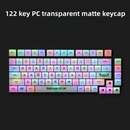 82/122 Key PC Transparent Frosted Keycap Set White Cherry Height Backlit Matte Profile for MX Switch Gaming Mechanical Keyboard