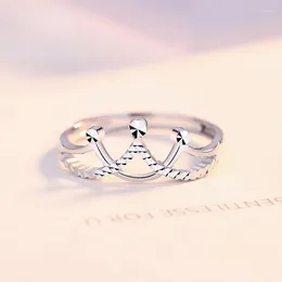 Cluster Rings Crown PT950 Platinum Female Opening Ring Simple Single Imperial Concubine Engagement for Women