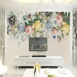 Wallpapers Drop Custom Po Wallpaper Hand Painted Retro Roses TV Background Wall Mural Living Room Restaurant Bedroom