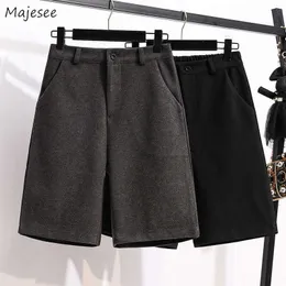 Damen-Shorts, kurz, gerade, solide, koreanisch, Adrette, schlank, für Freizeit, Studenten, weich, warm, Herbst, Allmatch, Streetwear, schick, unten, täglich 230314