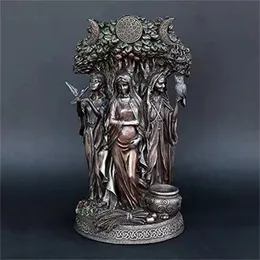 Decorative Objects Figurines Resin Art Greek Goddess Statue Figurine Ancient Religious Hecate Sculpture Home Decor Ornament Miniatures Craft 230314