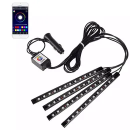 Bilatmosfär remsor lampor Fotbelysning USB LED CARS FOOTS Lätt ljusare fjärrkontroll Interiör Dekorativa Ambient LED -lampor Strip Accessories Oemled