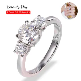 Обручальные кольца Derenity Day D Color 4 Carat Row Ring Fine Jewelry S925 Серебряное серебряное покрытие PT950 Оптовая обручальная группа 230313