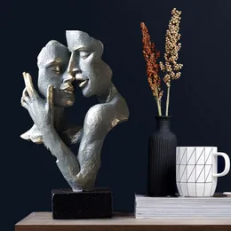 装飾的なオブジェクトの図形ノースインズ樹脂キスカップルマスク彫像彫像愛好家のミニチュアインテリアバレンタインデーギフトホームデスクトップ装飾230314