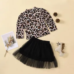 Summer Girls Designer Clothing Sets Kids de manga curta leopardo camisetas camisetas pérolas Tutu Set Set Casual Sweet Suits