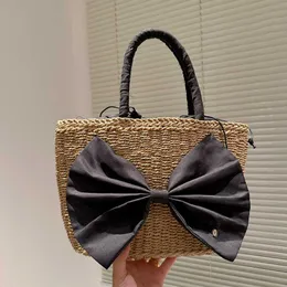 tote bags designer bag cute bow beach totes Fashion Kawaii Weave Straw Bags women travel handbags shoulder bag purse 230314