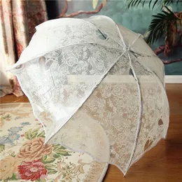 Paraplyer spetsar paraply transparent bröllopsfest paraply kvinnlig vikning vit kreativ manual paraguas transparente mujer 230314