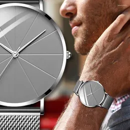 Relógios casuais de quartzo minimalista do Mens Ultra Fin Minimalist Watches Homens assistem masculino simples de malha de aço inoxidável relógio Relloj Hombre Kol Saati