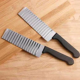 Padrão de ondulação criativa leve e faca de batata doméstica de chip de aço inoxidável Faca de batata doméstica