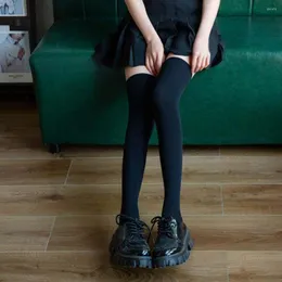 Frauen Socken sexy schwarze weiße Soild Farbe lange über Knieschenkel hoch Die Strümpfe Lolita Girls Jk Uniform Kalb