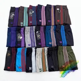 Pantalons pour hommes AWGE Aiguilles Pantalons de survêtement Hommes Femmes 1 1 Pantalon à rayures papillon brodé de qualité supérieure 230314