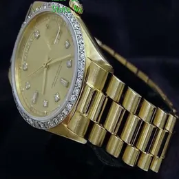 Luksusowe zegarki modowe najwyższej jakości 18K żółte złote diamentowe ramki 18038 Watch Automatyczne męskie zegarek na rękę