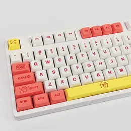 134 KEYS DIY Özel Pembe Kedi Key Makası XDA Profil PBT MX Switch için Sevimli Anahtar Kapakları Annie için Mekanik Klavye Kapakları