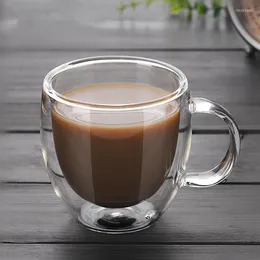 커피 우유 위스키 차와 맥주를위한 와인 잔, 투명한 유리; 이중 열 내성 크리에이티브 컵 칵테일 보드카