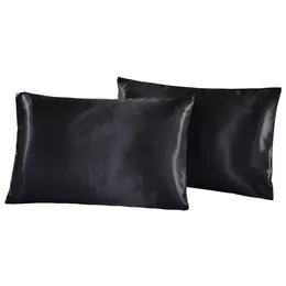 US UK Russia Размер 2pcs 1pair Pillow Case Satin Satin Color Silk Dowlowcase Pillow Shams Twin Queen Cal-King 7 Colors257o