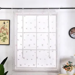 Bordado de borboleta de cortina fácil de instalar a luz de capa 1 peça de bolso de haste romana pura
