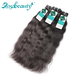 Wigs de renda Rosabeauty Raw Indian Virgin Hair Weave Pacotes Natural Straight 100 Human Color 10 40 28 30 polegadas 230314