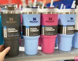 Ready To Ship 1Pc Cream Stanley Hot Pink 40oz stainless steel tumbler with Logo Mugs With Handle Insulated Tumblers Lids Straw Coffee Termos Cup With logo GG0523469