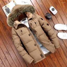 Męskie kurtki w dół męskie kurtka zimowa mężczyzna moda gęsta ciepłe futro 90% białe płaszcze kaczki swobodne męskie wodoodporne