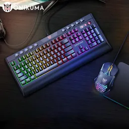 104 Keys Gaming Keyboard och Ergonomic Mouse Set med Dynamic LED BakcLight Wired Keyboard för Laptop Desktop PC -spel