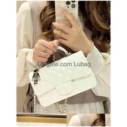 Other Bags Luxury Esign 6631 Womans Letter Plaid Shoder Chain Cc Bag Lambskin Handbag Vintage Messenger Real Leather Le Boy 2.55 Fla Dh9La