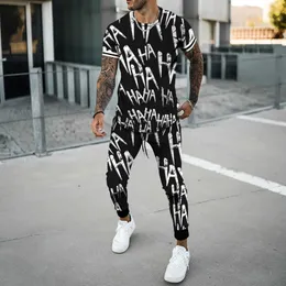 Tute da uomo Uomo Set da 2 pezzi Magliette oversize estive Joogers Abiti Pantaloni moda HAHA Abbigliamento casual maschile stampato in 3D 230314