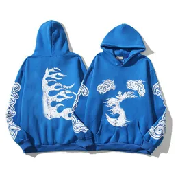 22SS Cotton Men hoodie Letter Tryckt High Street Hip Hop Hoodies Color Blue Hooded Sweatshirt billig hoodie