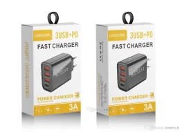 Quick Charge 3.0 USB C Snabbladdare PD 20W Ström 3USB PD Hemväggladdning Typ C Adapter för IPhone 13 Pro Max Samsung med butikslåda