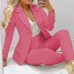 Women's Suits Blazers 2 Pcs/Set Long Sleeve Skin-friendly Two-Piece Set Solid Color Blazer Lady Business for Shopping 230314