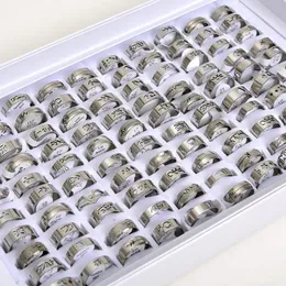 Ringos de cluster 100pcs lote moda hollow prata cor aço inoxidável para homens mix mix animal amor jóias sem desbotamento 230314