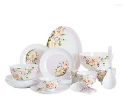 Servis uppsättningar 28st Set Bone China Dinner Red Royal Floral Design Bento Box Japan Style Kitchen Thermal Party Rätter