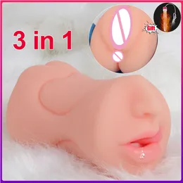 Мастурбаторы 3 в 1 для мужчин секс -игрушки искусственное влагалище Анальное рту Реалистично эротические взрослые