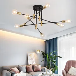 Chandeliers Modern Nordic E27 Black LED Ceiling Chandelier Edison Bulbs Indoor Light Fixtures For Bedroom Living Room Lamp Lights