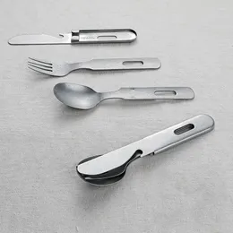 Set di stoviglie Posate da campeggio all'aperto Picnic Viaggio portatile Forchetta Coltello Cucchiaio da zuppa Buffet Aparelho De Jantar Utensili da cucina