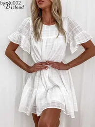 Casual Dresses DiCloud Boho White Cotton Summer Dresses For Women 2022 Loose Pregnancy Dress Elegant Party Wedding Tunic Female Clothing W0315