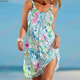 Vestidos casuais aquarela para mulheres roupas abstrato padrão de moda de moda de moda de praia