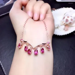 Zincirler Büyüleyici Pembe Topaz Taş Kolye Kolye için Güzel Takı Gerçek Doğal Gem 925 STERLING Gümüş Köşkü Kücbeli Boyasalcechains