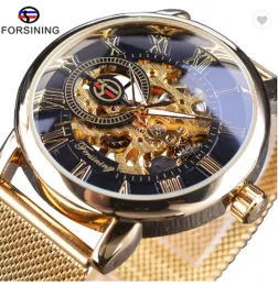 Forsining Transparent Case Moda Men Watches Top Brand Brand Luxury Skeleton Wrist Watch Relógio Men Reloj de Lujo