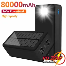 Große Kapazität 80000mAh Solar Power Bank mit 4USB für Outdoor-Trip Tragbarer externer Akku für iPhone Samsung Xiaomi