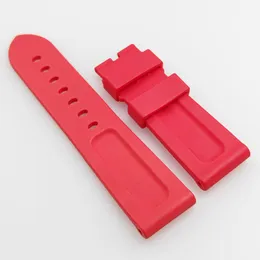 24mm Red Silicone Rubber Watchband 22mm Pin Buckle Lug Strap Fit For Pam Pam 111 Luminor Radiomir Wirstwatch