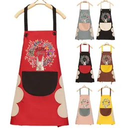 Kitchen Wipeable Waterproof Oil-Proof Cartoon Wreath Rabbit Kitchen Nail Shop Apron for Women Baking Accessories