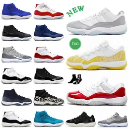 Cherry 11s Low Basketball Shoes Mens Womens Jumpman 11 S Cherry Yellow Snakeskin Cement Gray High Cool J11 Space Jam 25th Gamma Leakers Blue Sneakers