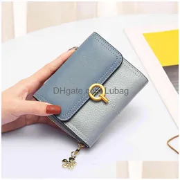 Coin Purses 2021 Leather Wallet Womens Short Folding Fashion Three Fold One Foreskin Clip Mti Card Drop Delivery Bags Lage Accessori Dh80Y