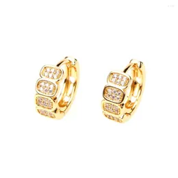 Hoop Earrings EYIKA Geometric Link Oval Pave Zircon Wide For Women Girl Circle Brass Gold Color Aretes Aro Wedding Party Jewelry