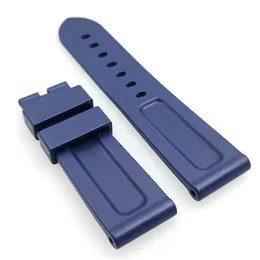 24mm Dark Blue Silicone Rubber Watchband 22mm Pin Buckle Lug Strap Fit for PAM PAM 111 Luminor Radiomir Wirstwatch