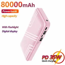 80000mAH Güç Bankaları Yüksek kapasiteli harici pil şarj cihazı Hızlı Şarj Powerbank Taşınabilir Güç Bankası Şarj Cihazı İPhone için