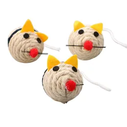 Cat Toys Cartoon Mouse Pet Sisal Rope Ball Interactive Grinding Scratch Bite Resistant Chewing For Kitten Products