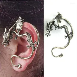 Backs Earrings Black Bronze Punk Temptation Metal Dragon Bite Ear Cuff Clip Wrap Earring Piercing Men Women Wholesale Sale
